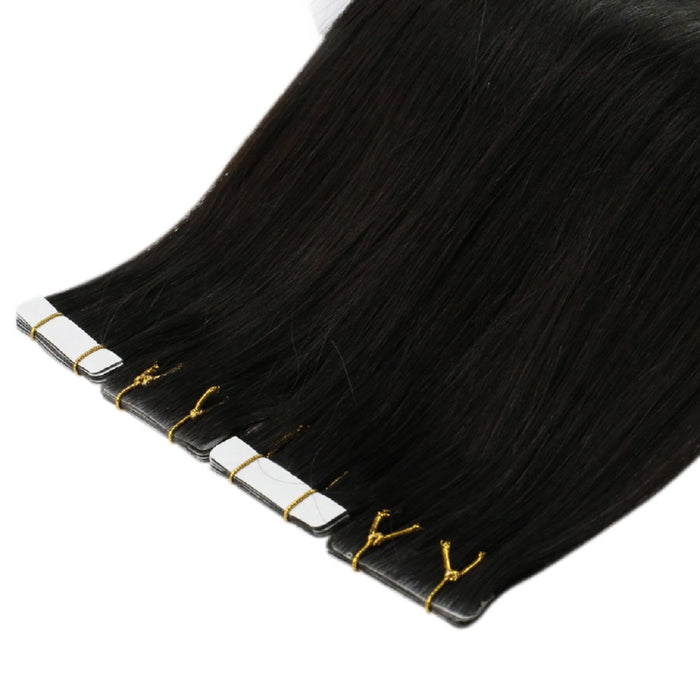 [USA Only] Injection Tape in Human Hair Extensions Invisible Seamless Virgin Hair Jet Black #1